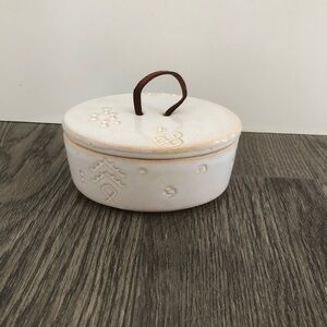 Fringe Boho Small Trinket Pottery Dish With Lid